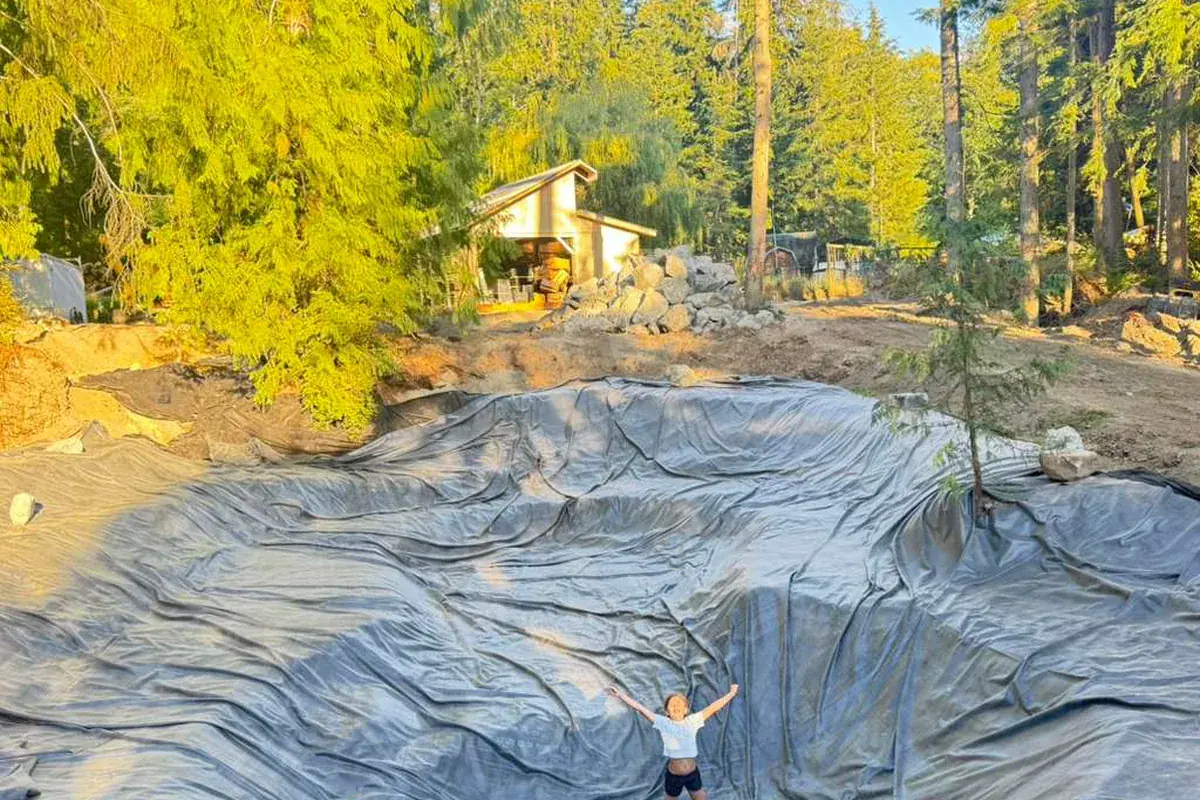 Pond excavation and liner installation